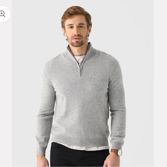 BRAND NEW MENS CASHMERE 1/4 ZIP WITH CONTRAST COLLAR - Picture 1 of 4